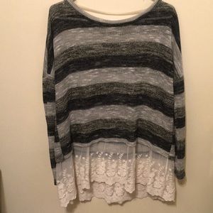 Lightweight lace trim sweater